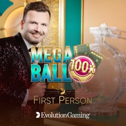 Official Table Games logo: First Person Mega Ball by Evolution at Hotline