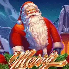 Merry Megaways slot logo by Iron Dog Studio at Hotline